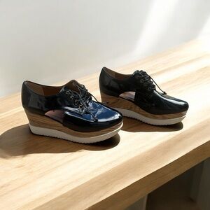 Black Patent Leather Platform Oxfords